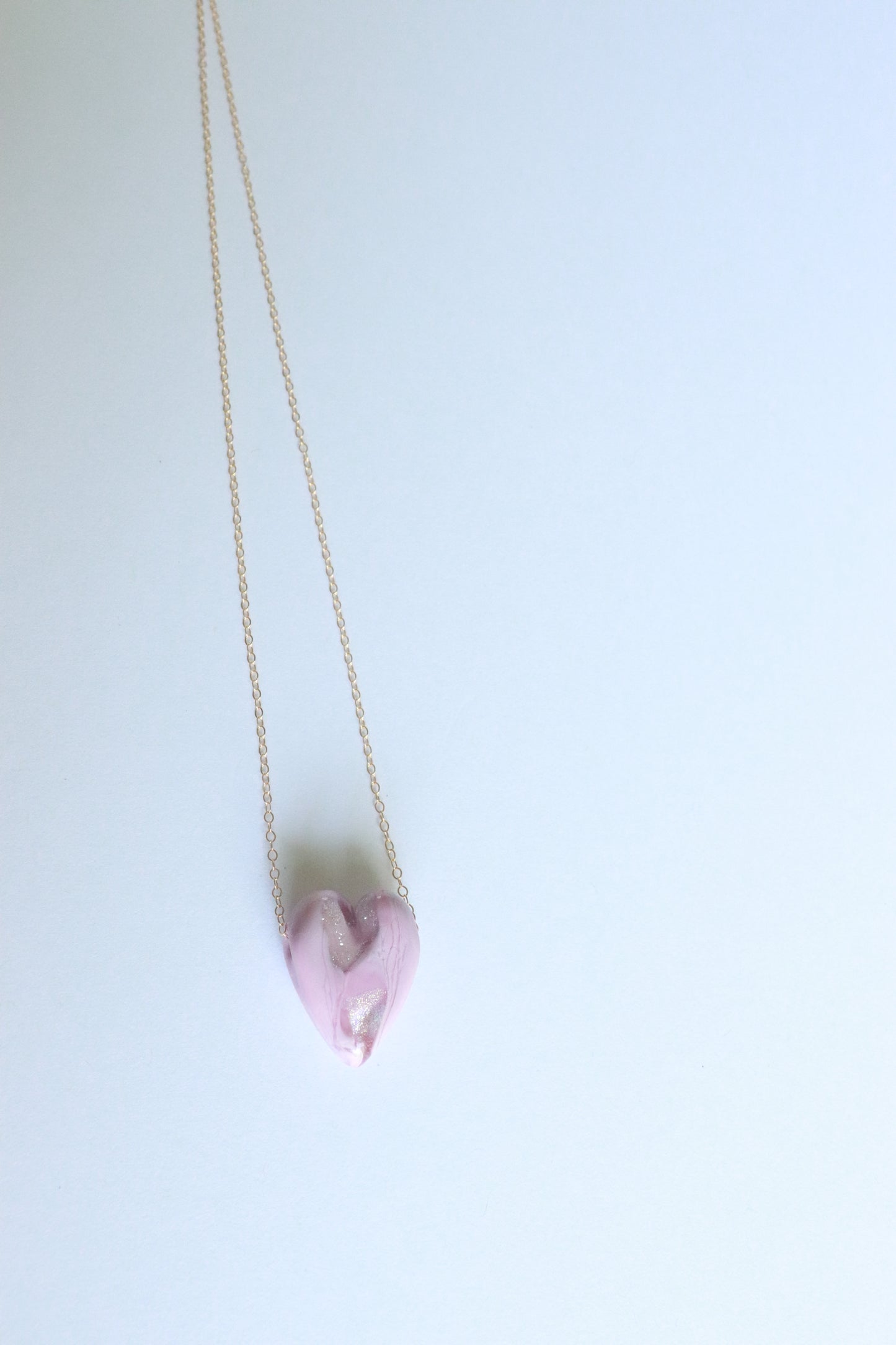 Pink Glass Heart Necklace