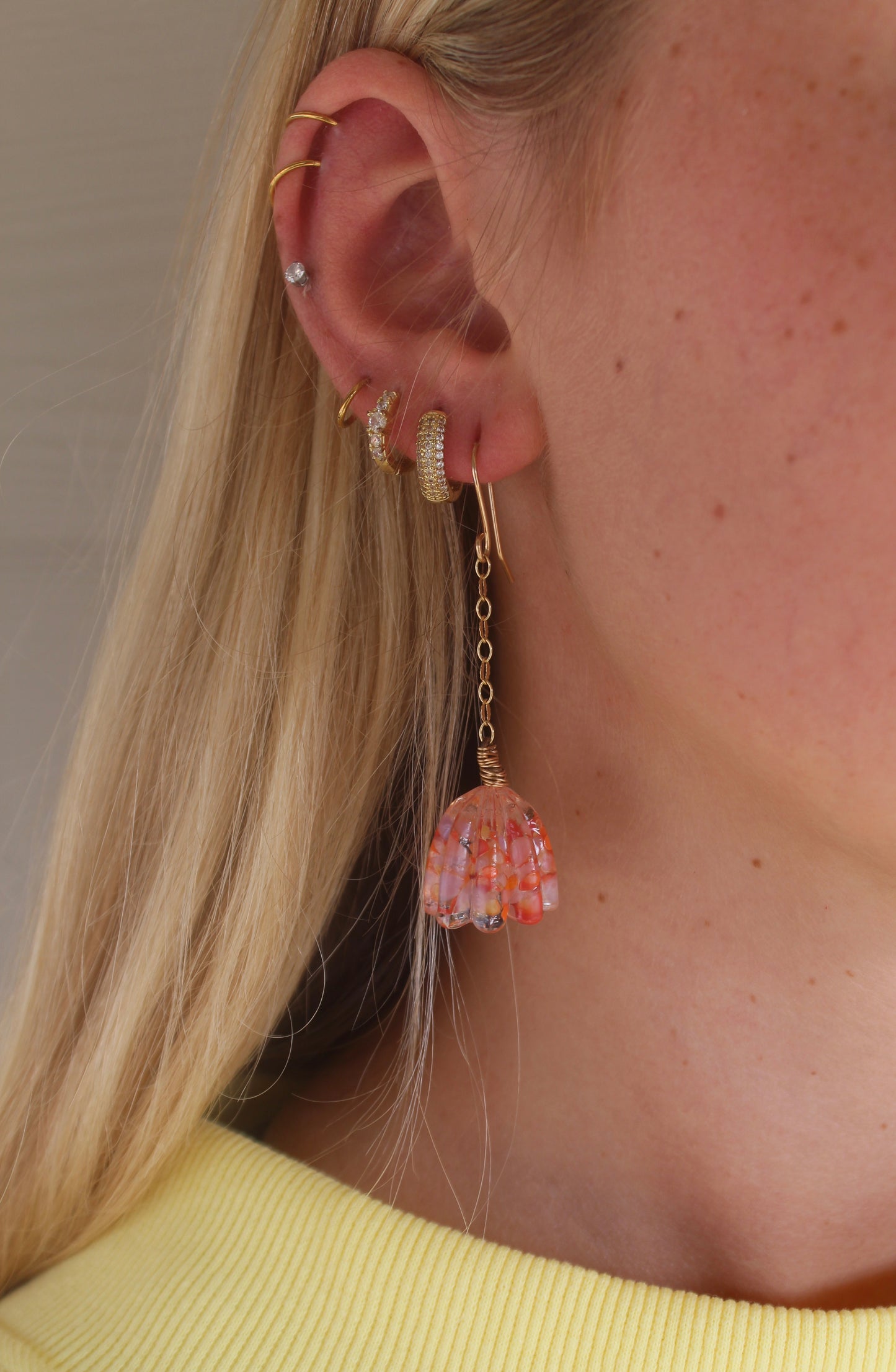 Orange Bellflower Earrings