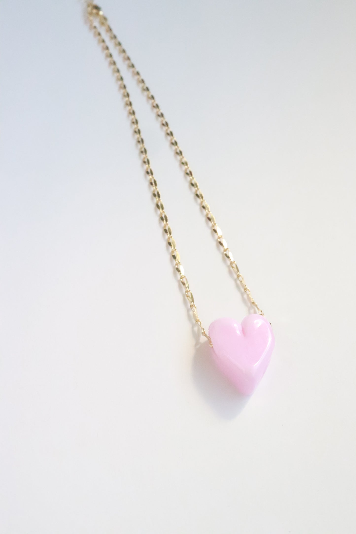 Pink Glass Heart Necklace