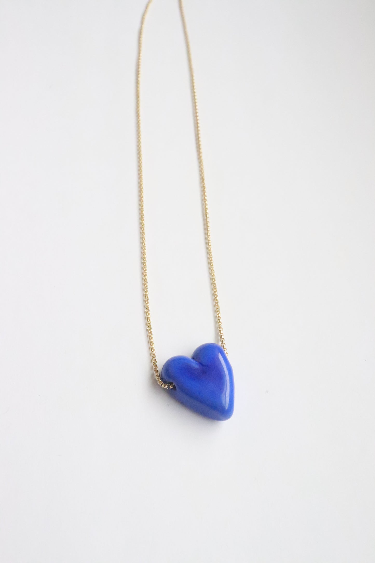 Royal Blue Glass Heart Necklace