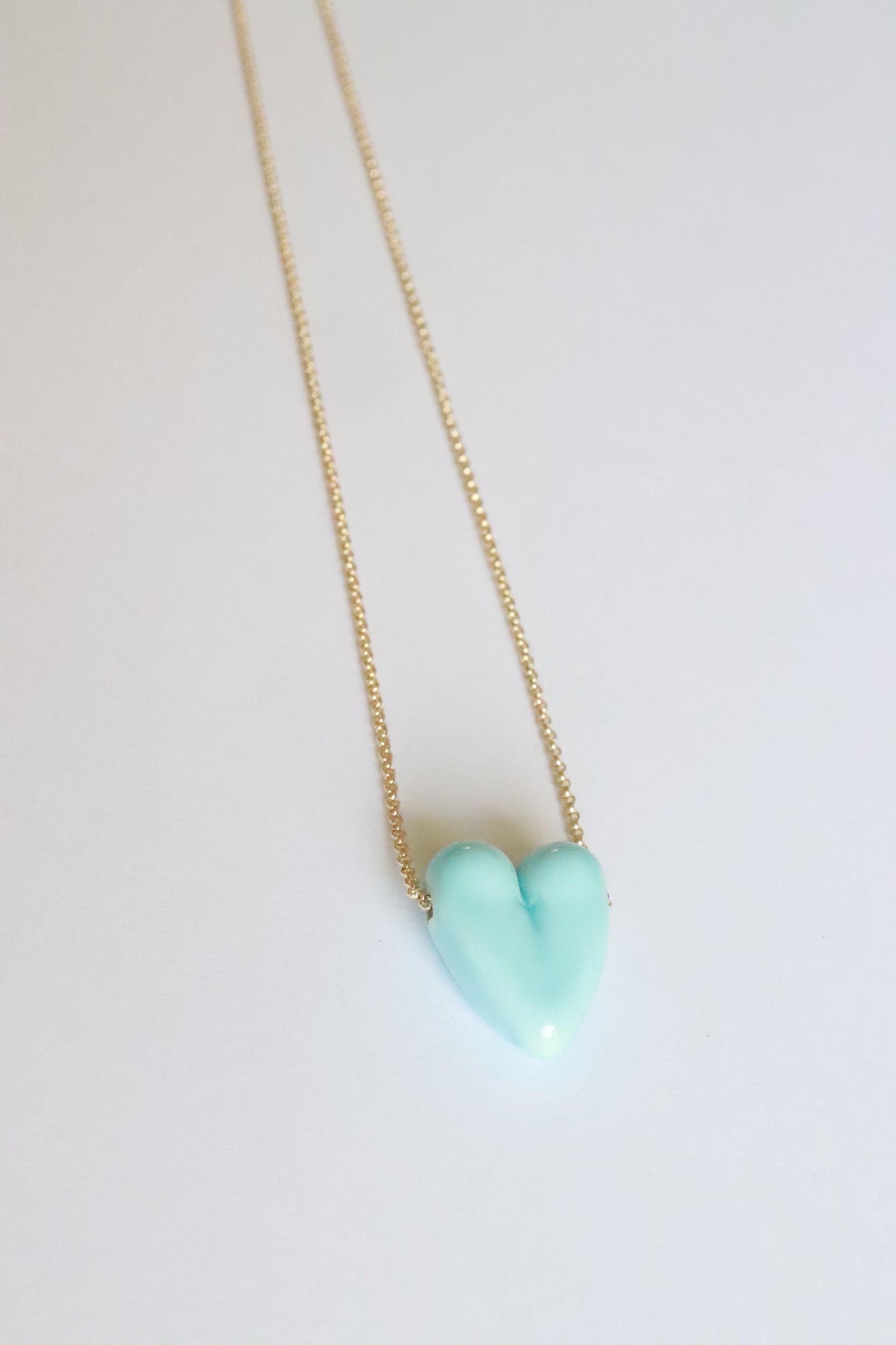 Blue Glass Heart Necklace