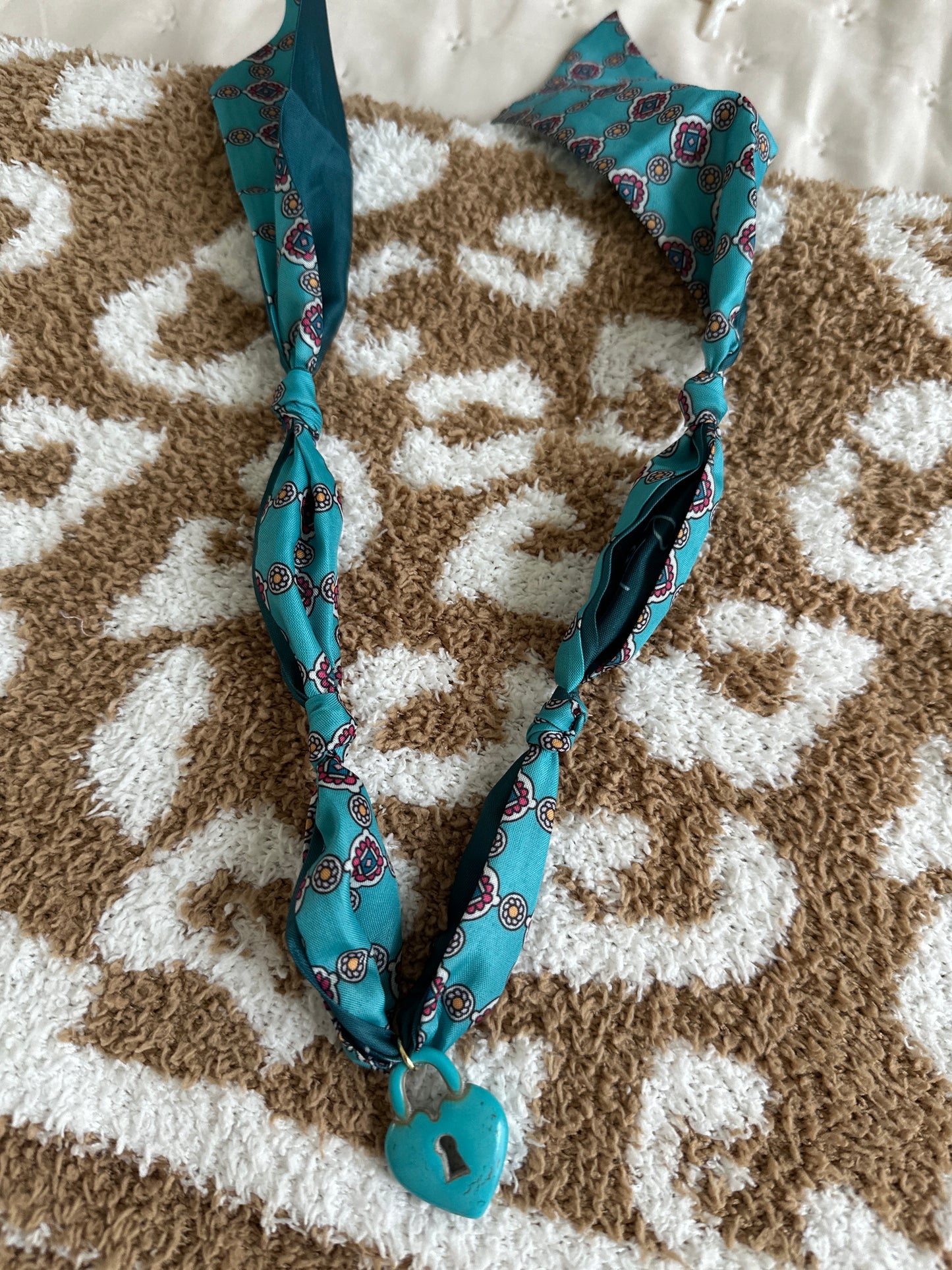 Turquoise Heart Scarf Necklace