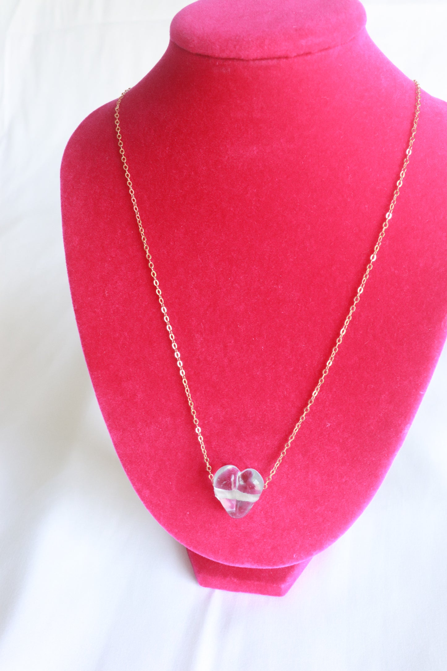 Light Blue Glass Heart Necklace