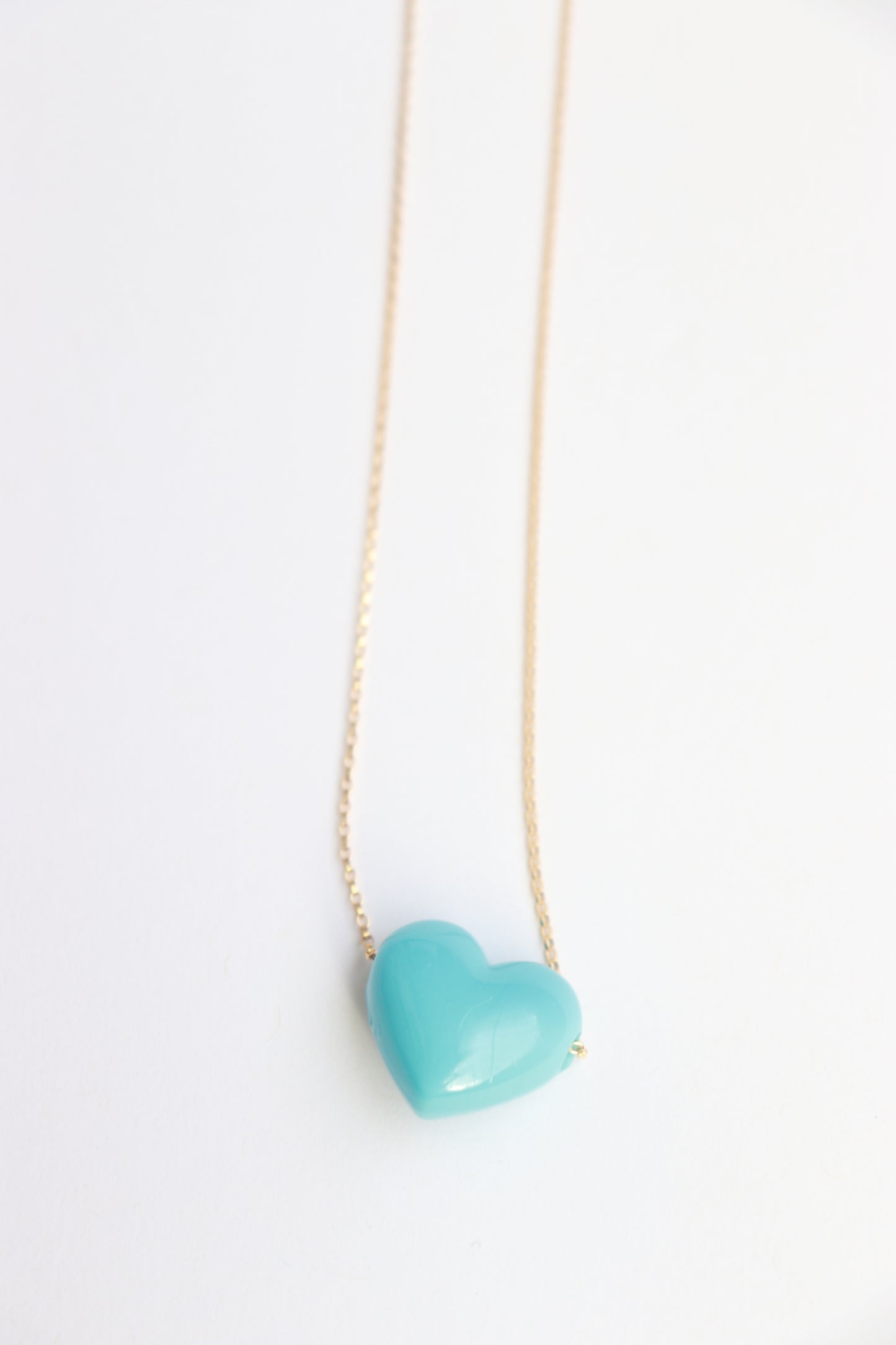 Blue Resin Heart Necklace