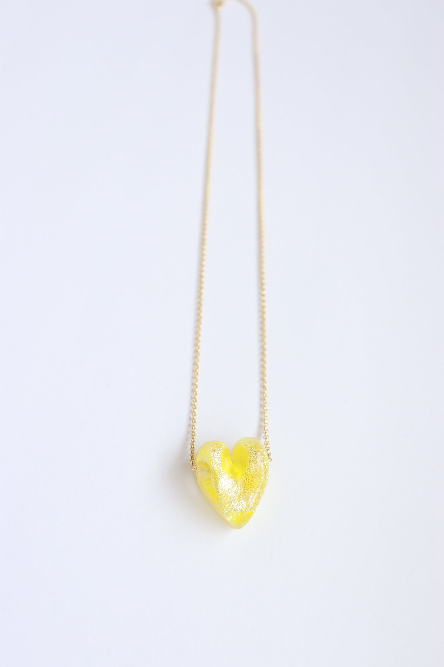 Yellow Glass Heart Necklace