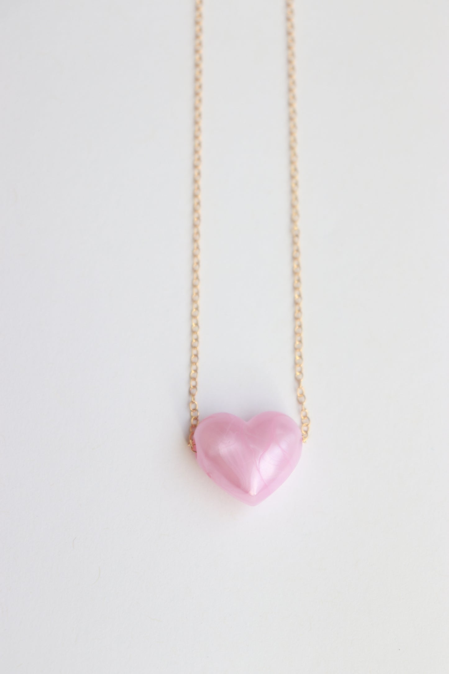 Pearl Pink Resin Heart Necklace