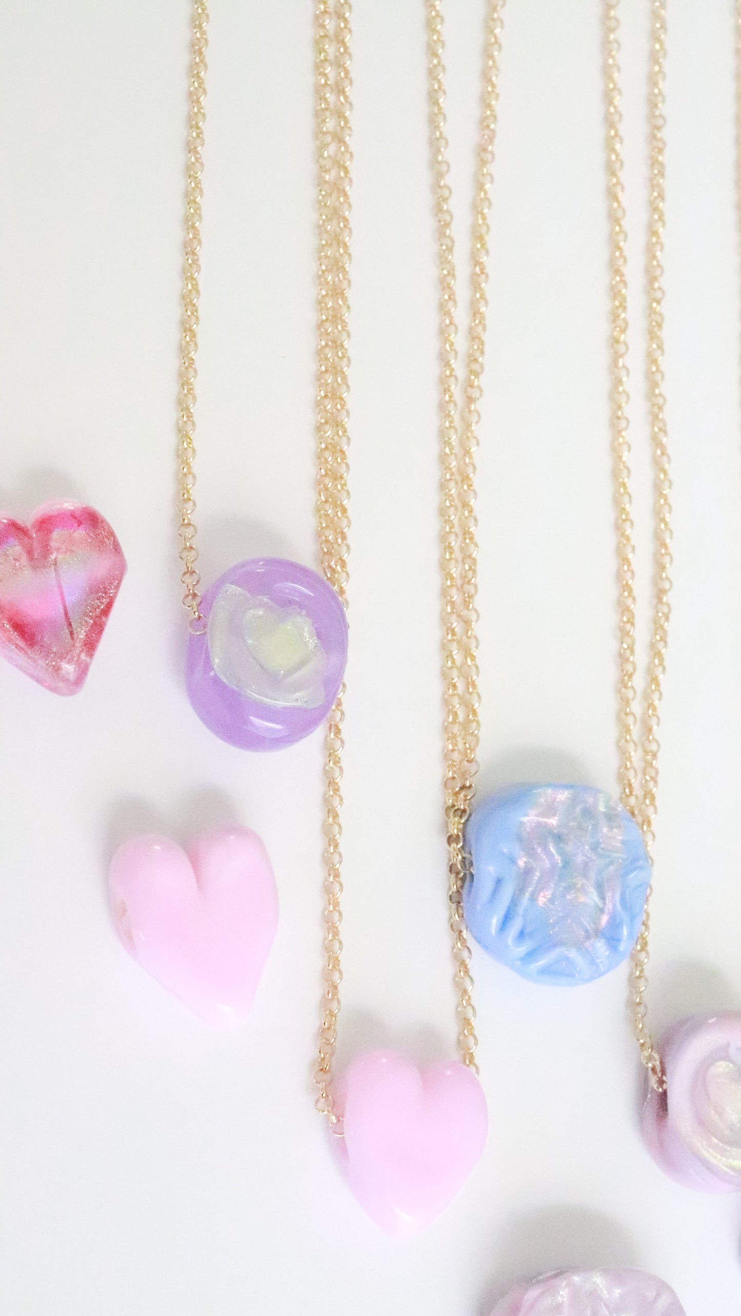 Pink Glass Heart Necklace