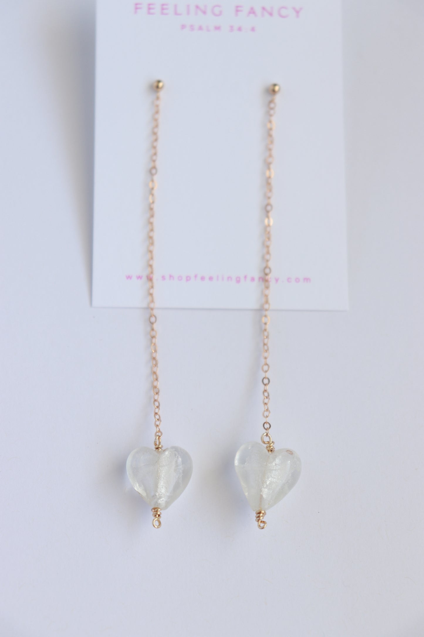 Glass Heart Drop Earrings