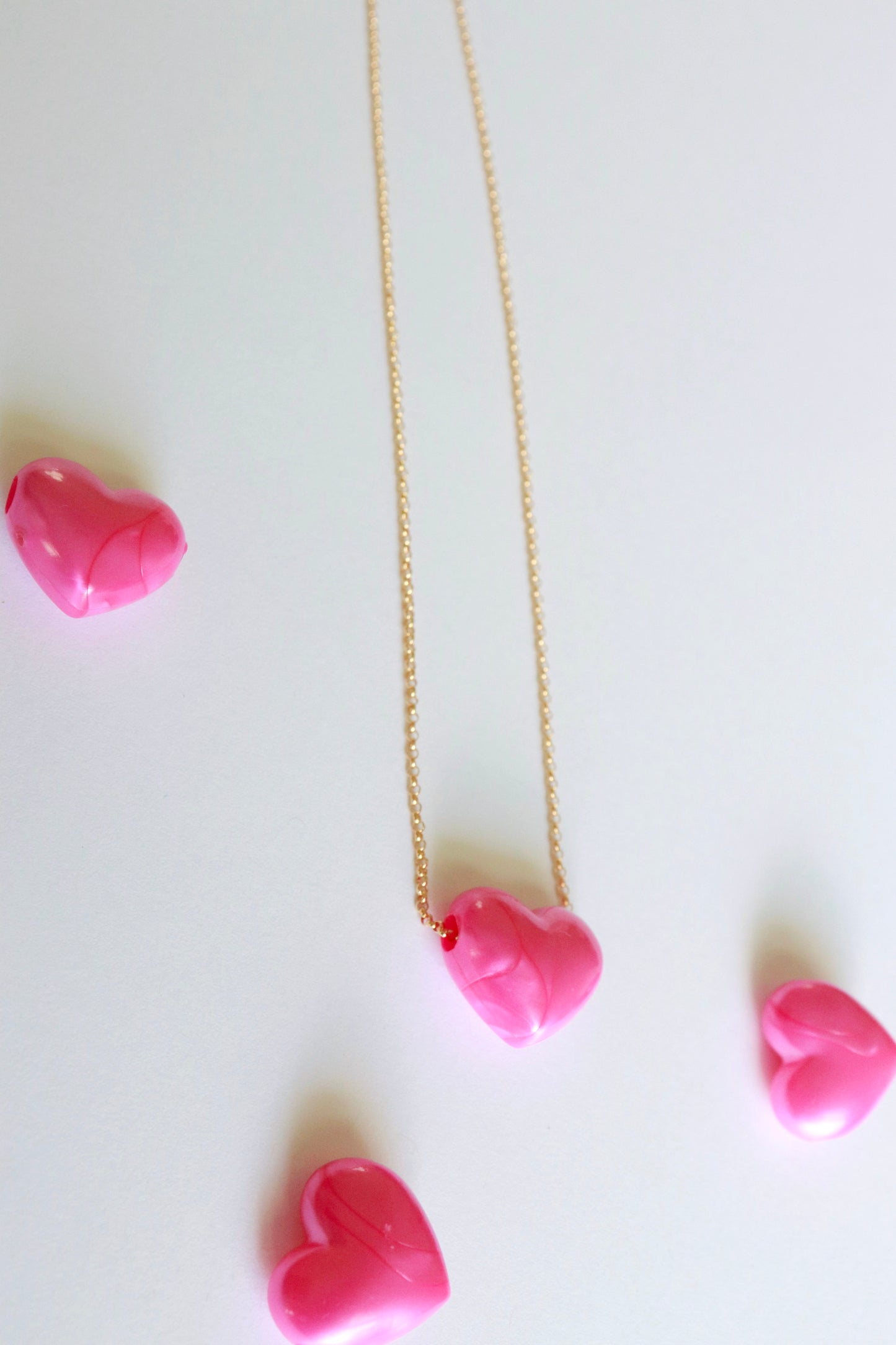 Pink Resin Heart Necklace