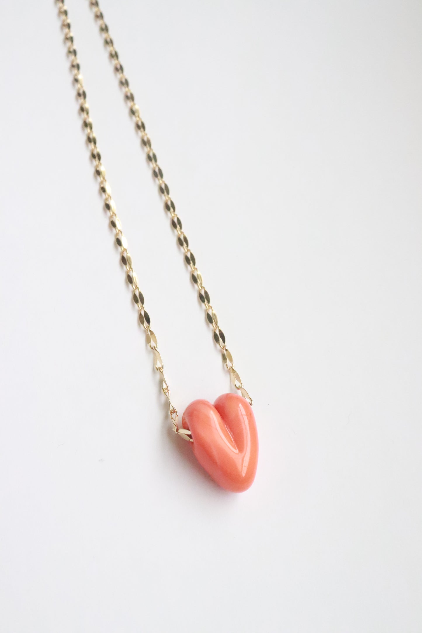 Orange Glass Heart Necklace