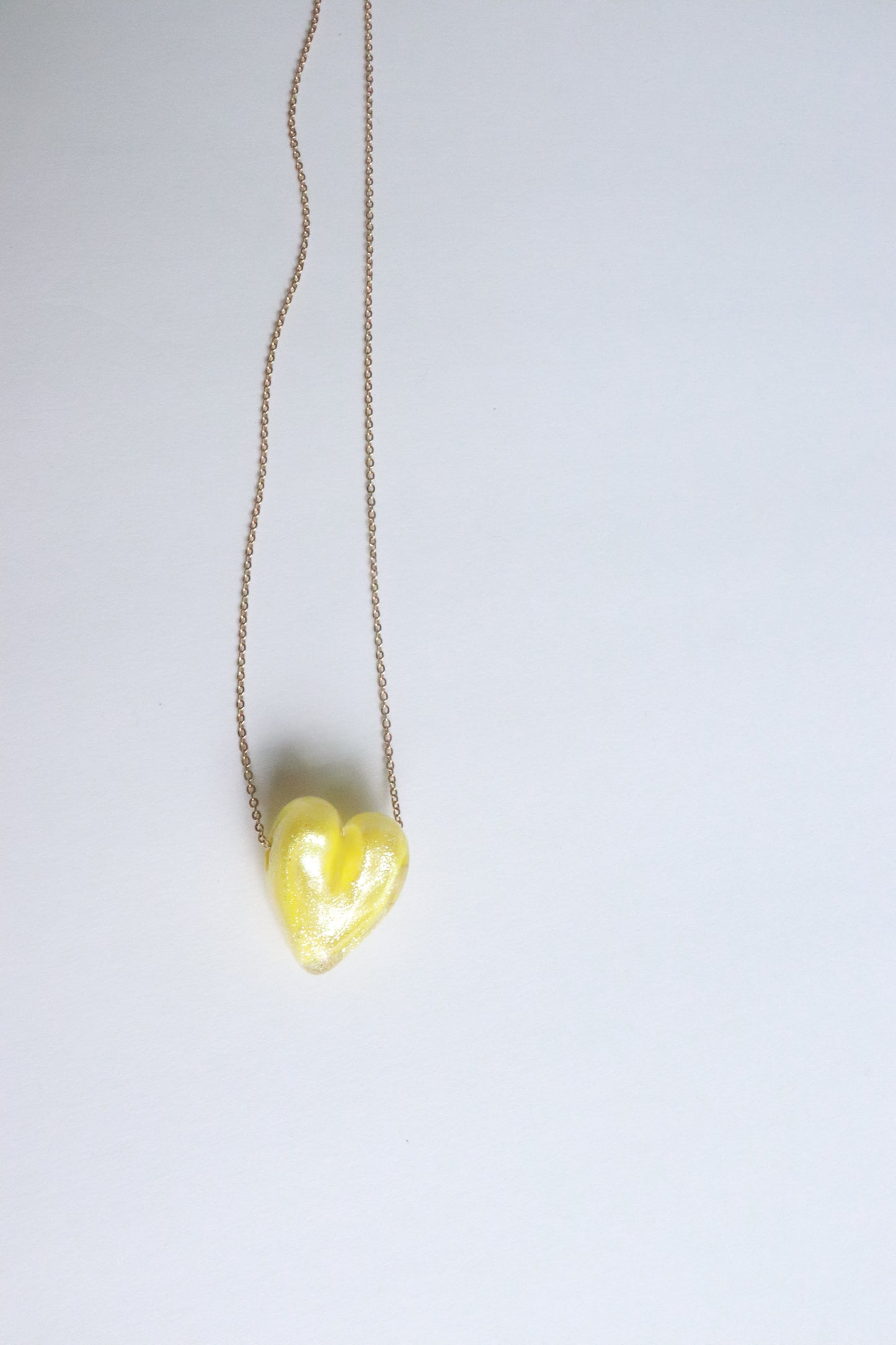 Yellow Glass Heart Necklace