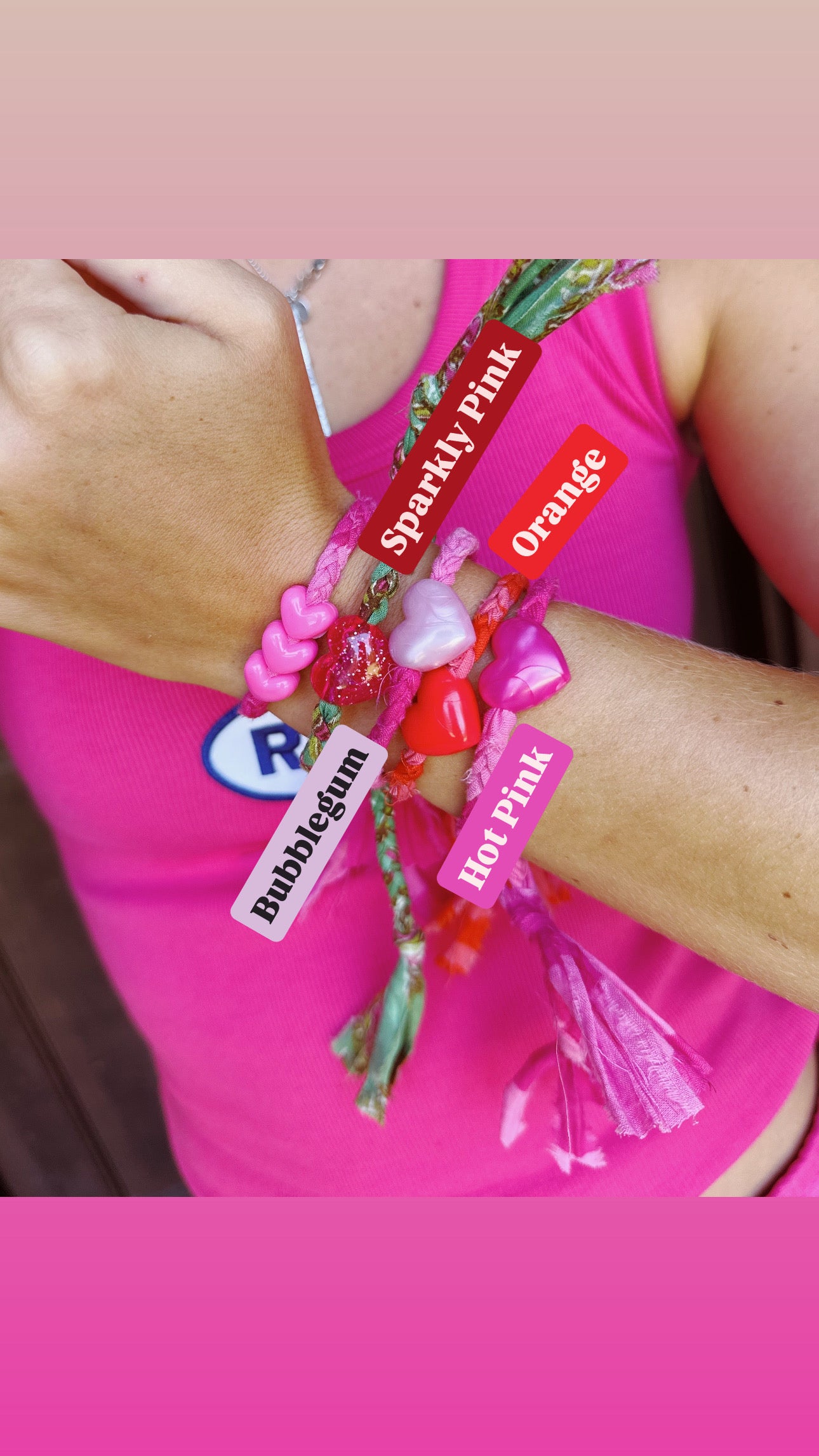 Sparkly Pink Heart Bracelet