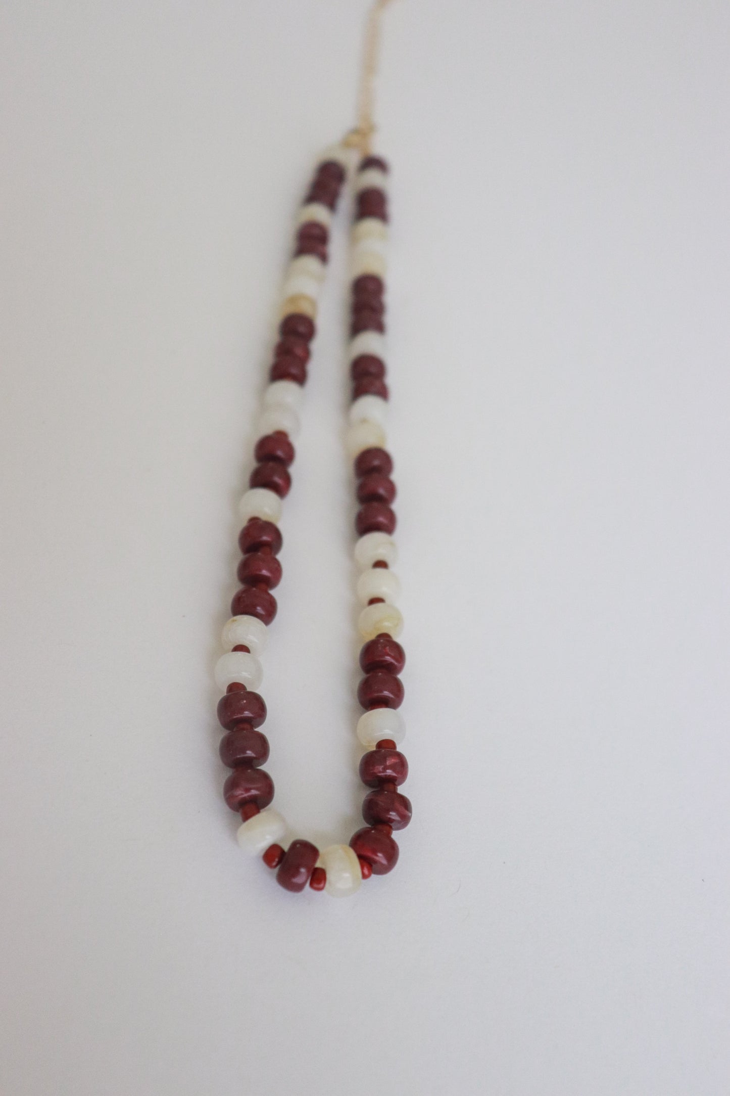 Maroon & White Bead Necklace