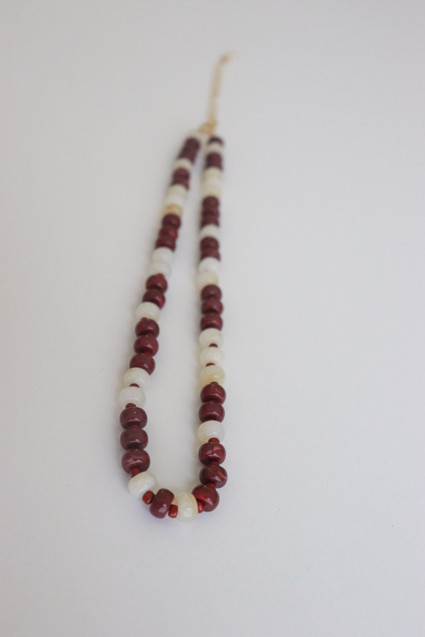 Maroon & White Bead Necklace