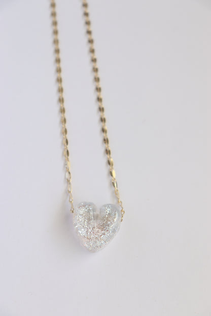 Shimmer Glass Heart Necklace
