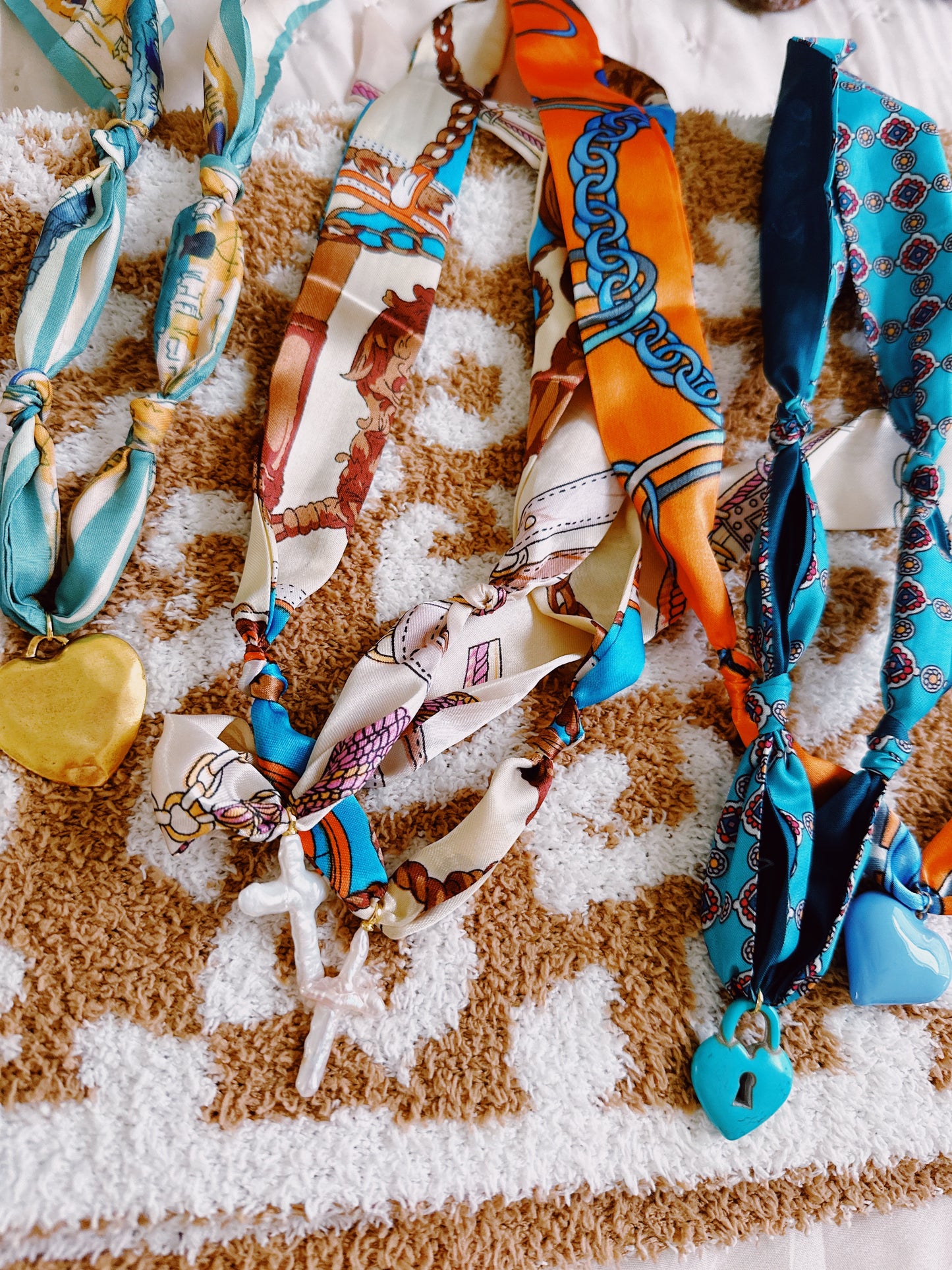 Turquoise Heart Scarf Necklace