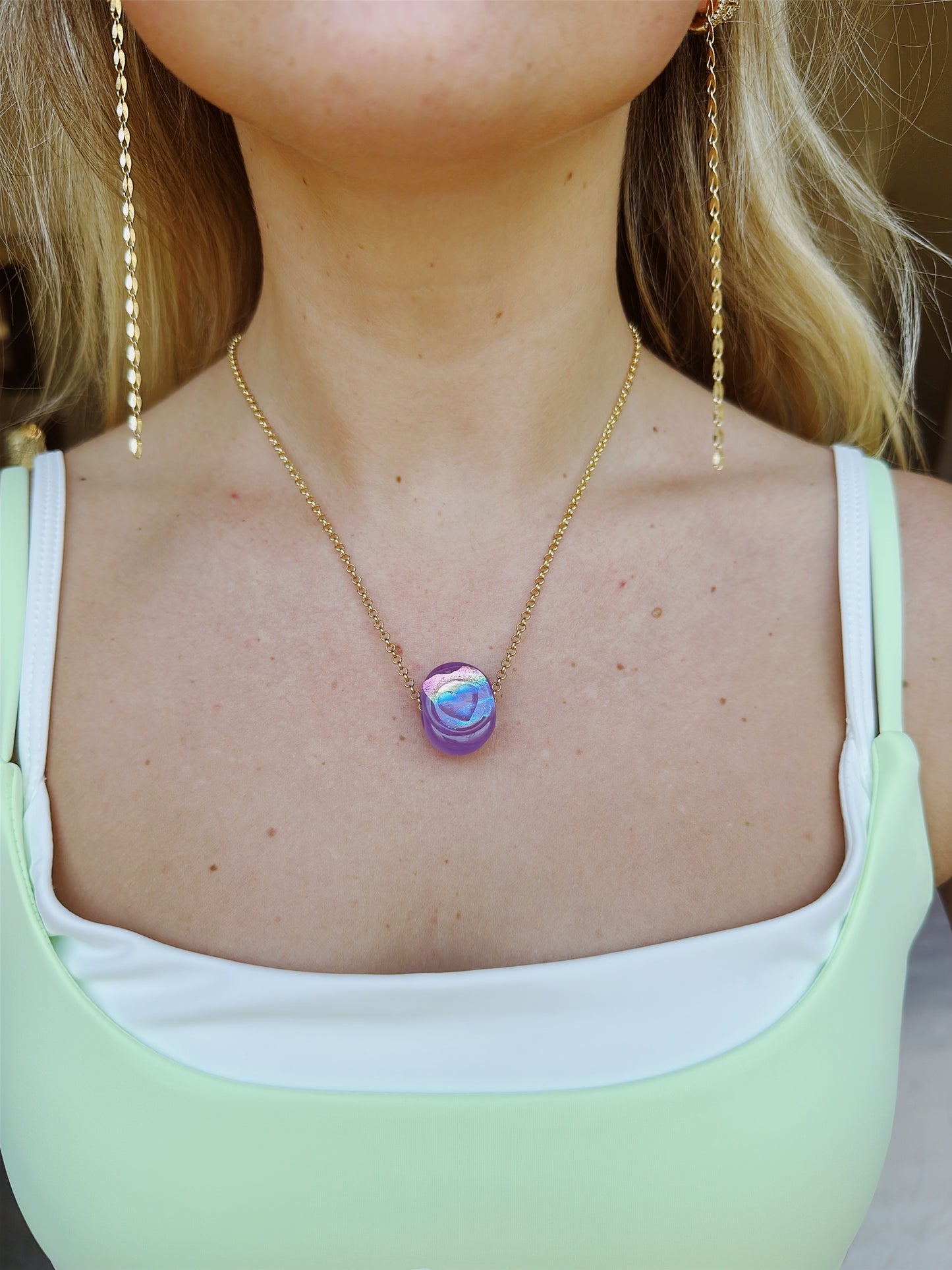 Dark Purple Stamp Heart Necklace