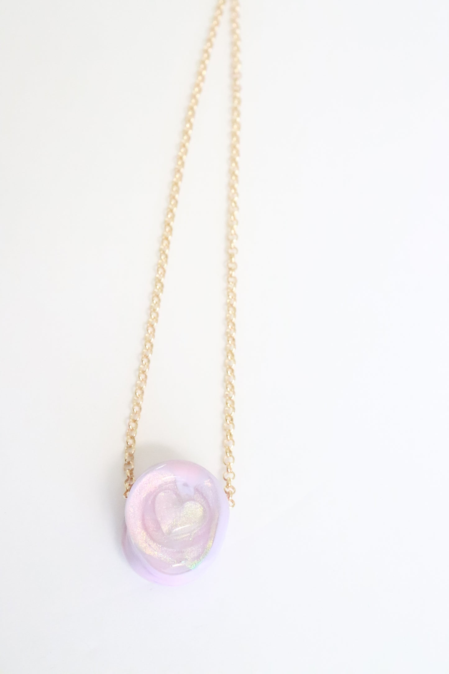 Light Purple Stamp Heart Necklace