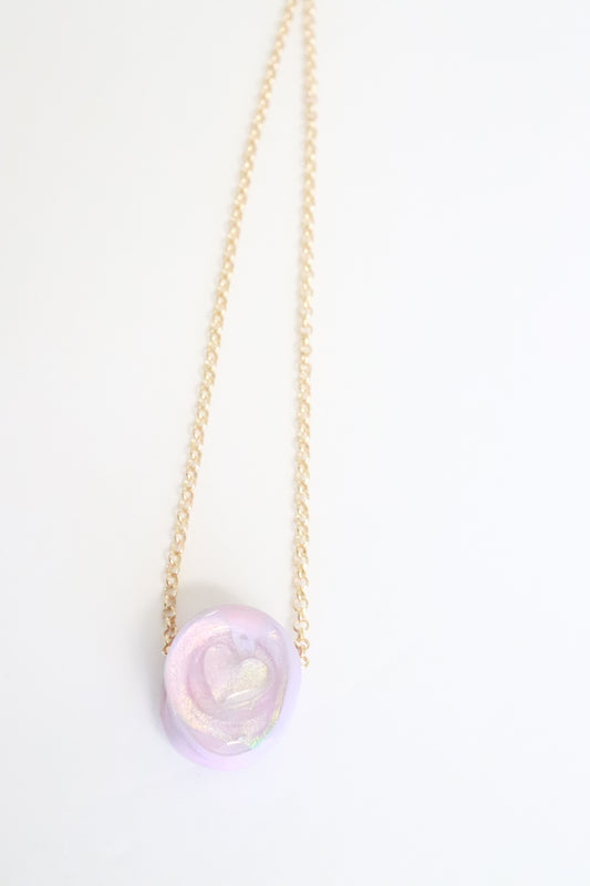 Light Purple Stamp Heart Necklace