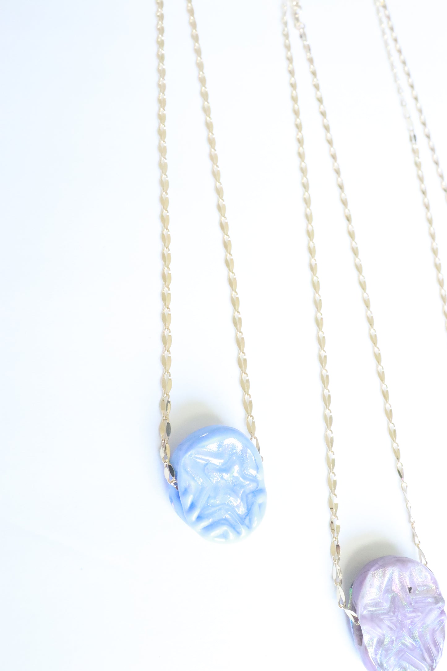 Blue Star Stamp Glass Necklace