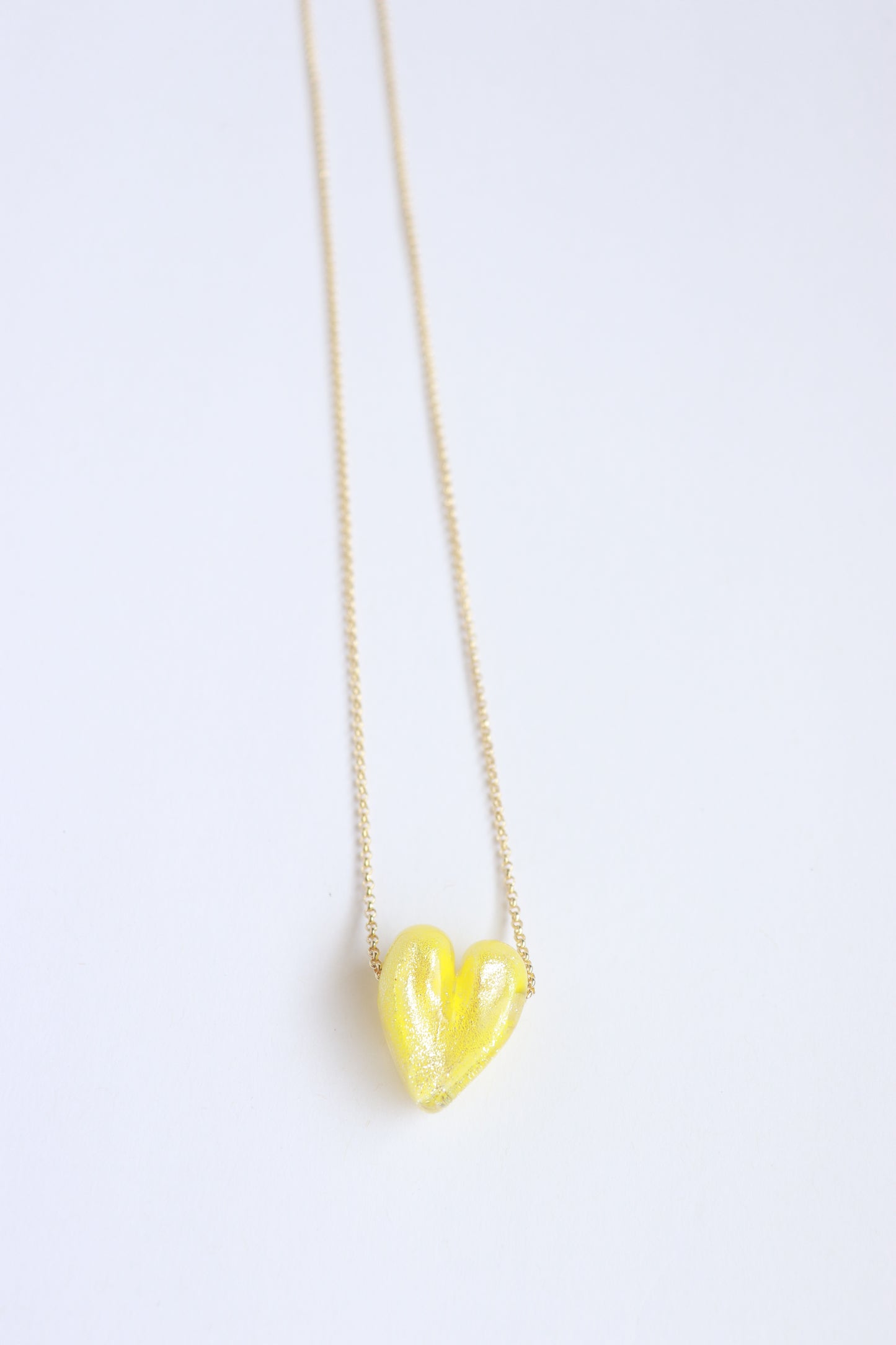Yellow Glass Heart Necklace