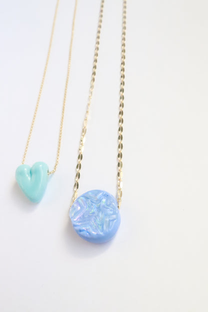 Blue Star Stamp Glass Necklace