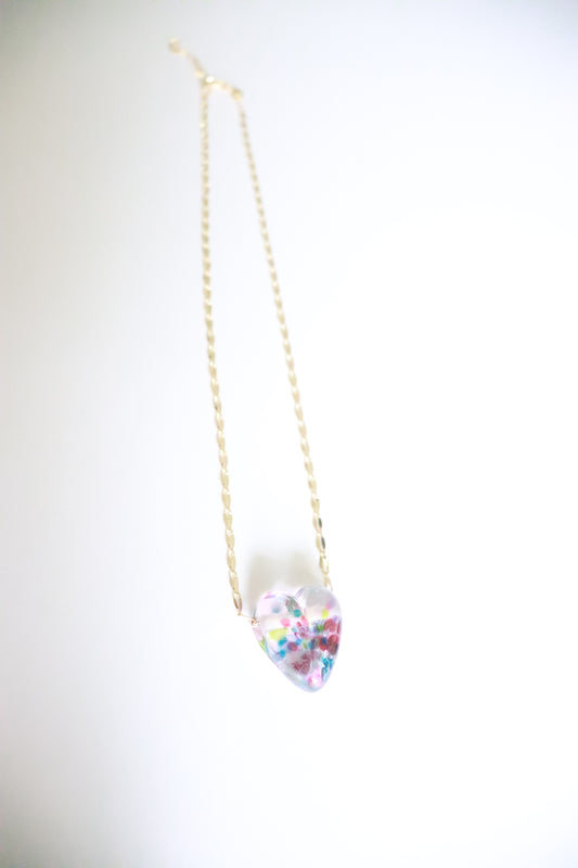 Rainbow Glass Heart Necklace