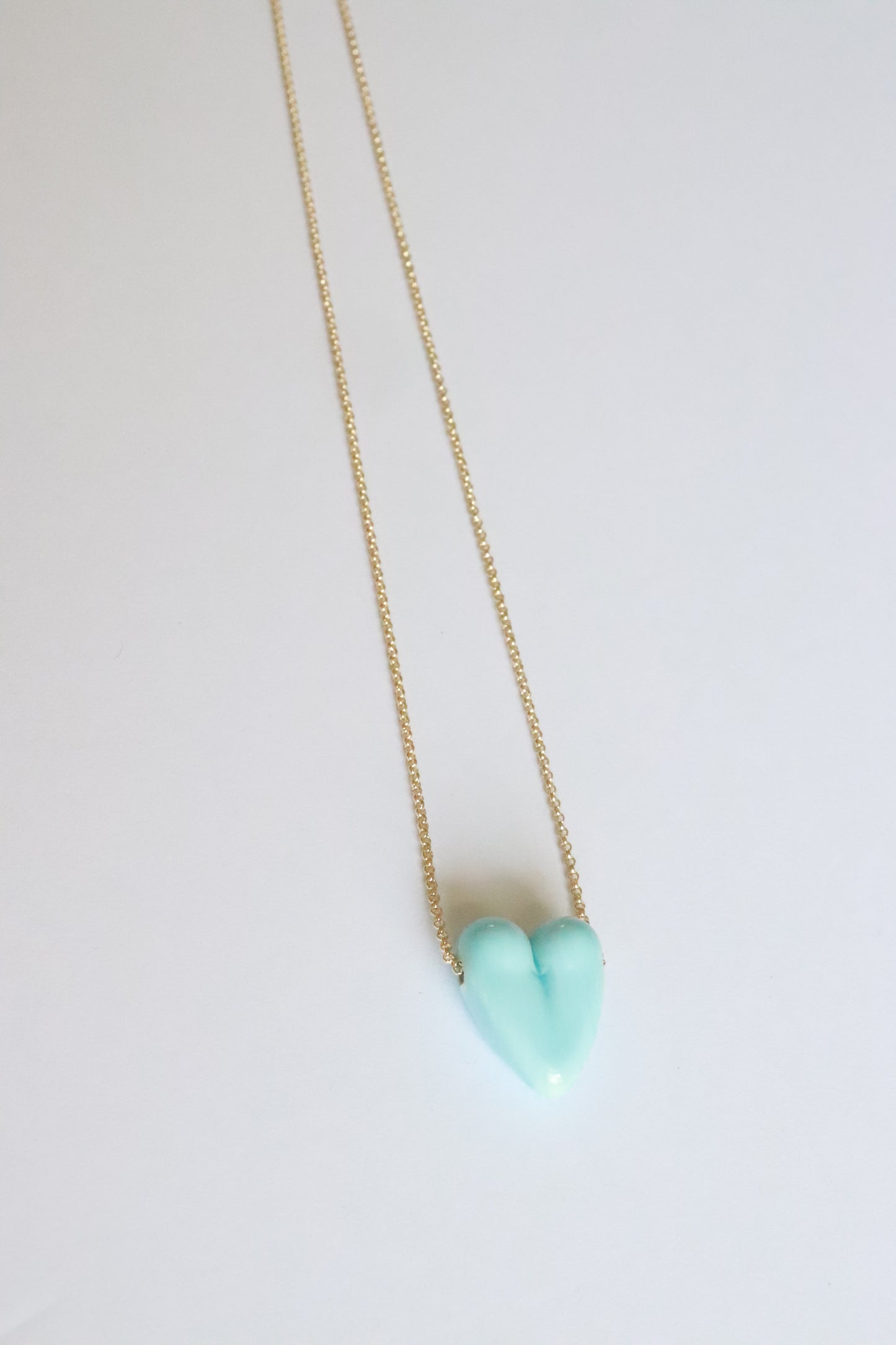 Blue Glass Heart Necklace