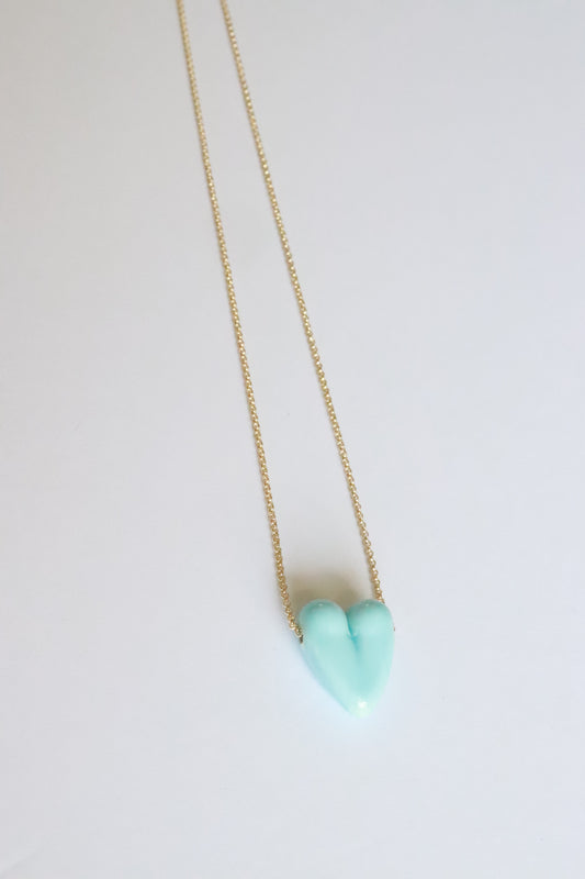 Blue Glass Heart Necklace