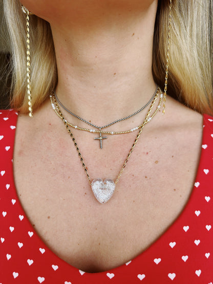 Shimmer Glass Heart Necklace