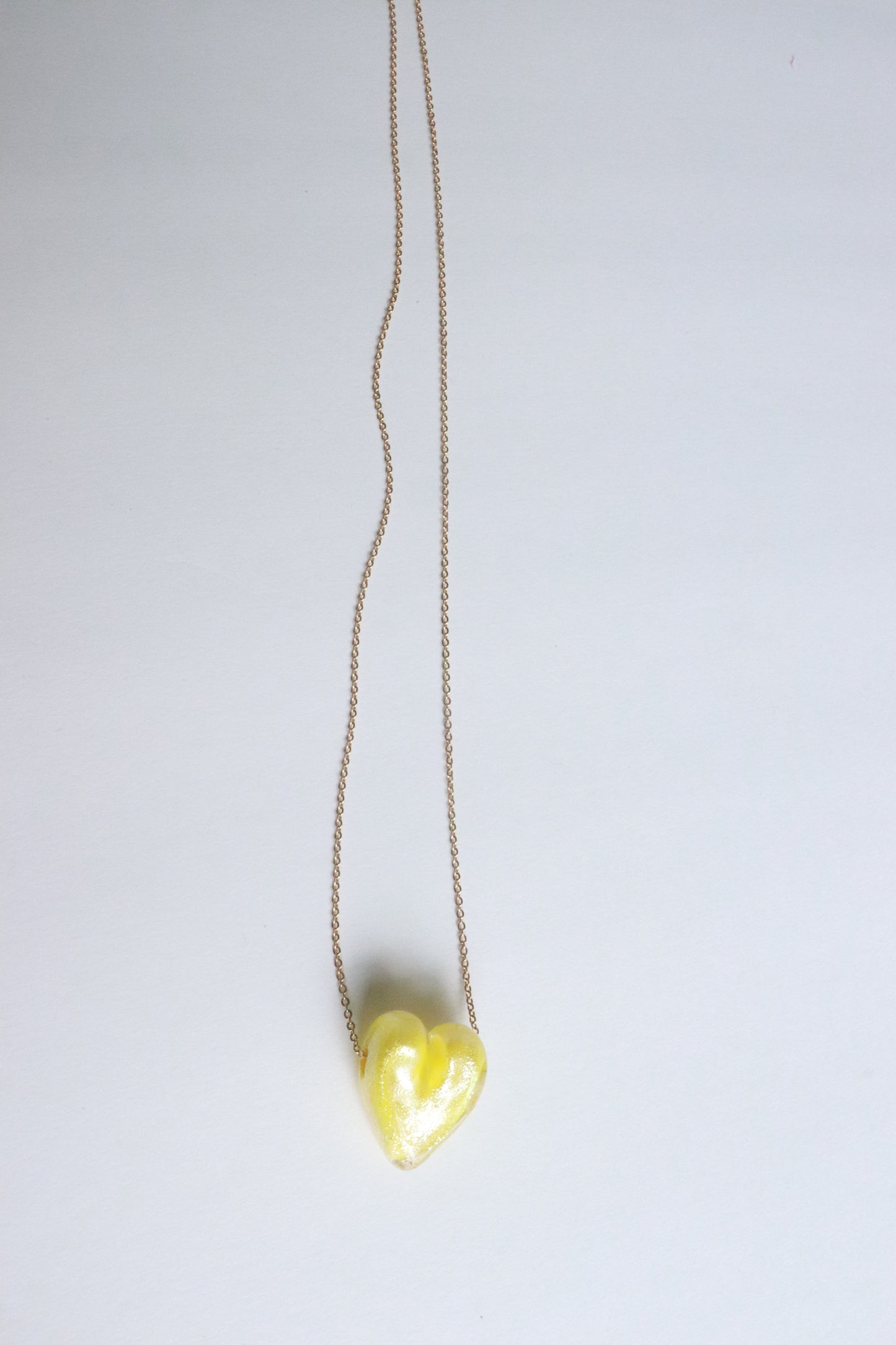 Yellow Glass Heart Necklace
