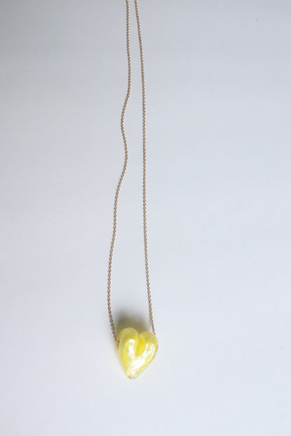 Yellow Glass Heart Necklace