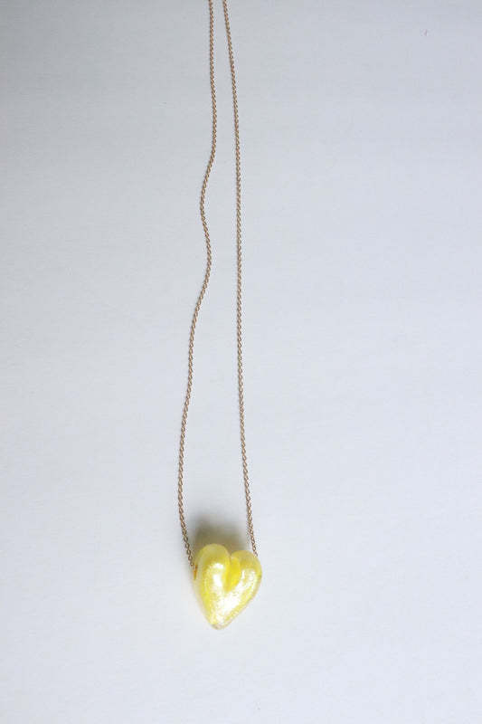Yellow Glass Heart Necklace