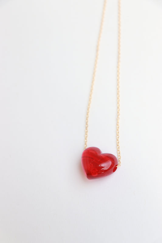 Red Resin Heart Necklace
