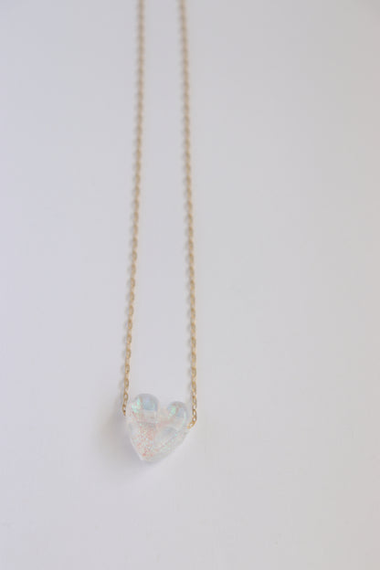 Mini Clear Glass Heart Necklace