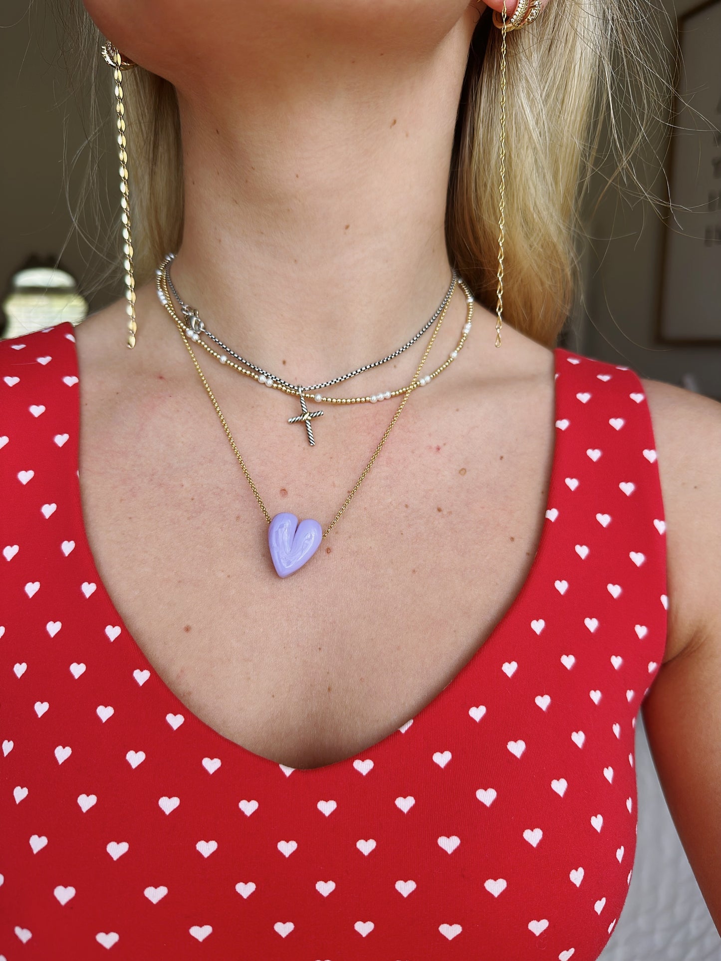 Lavender Glass Heart Necklace