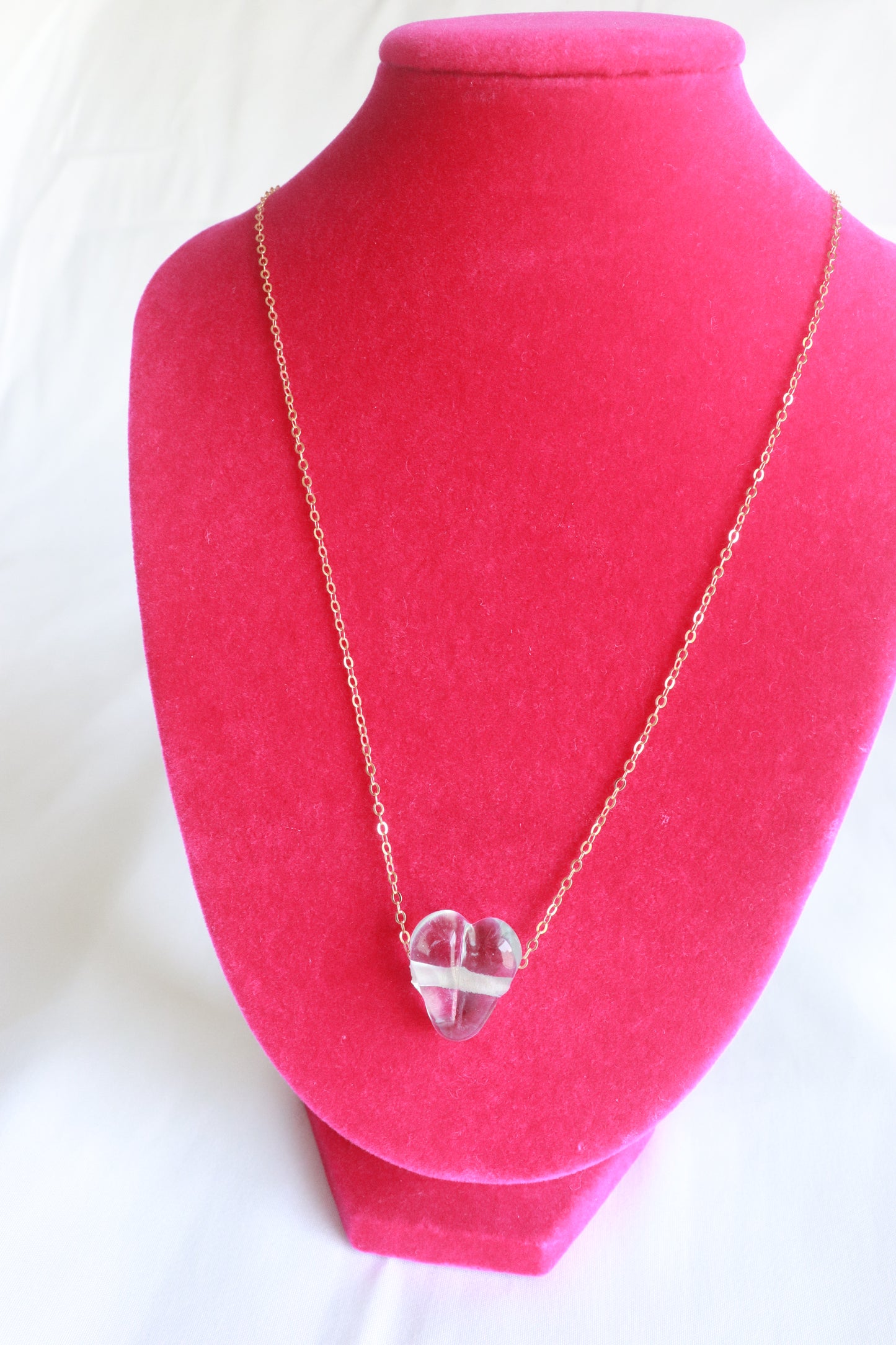 Light Blue Glass Heart Necklace