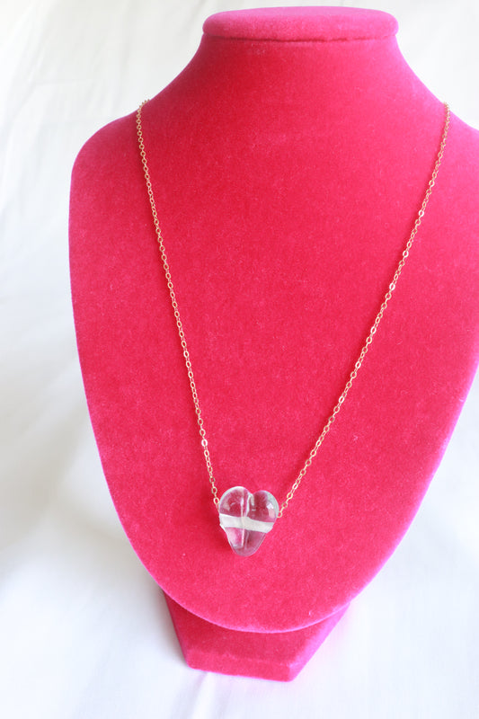 Light Blue Glass Heart Necklace
