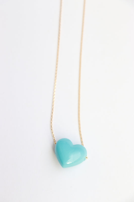 Blue Resin Heart Necklace