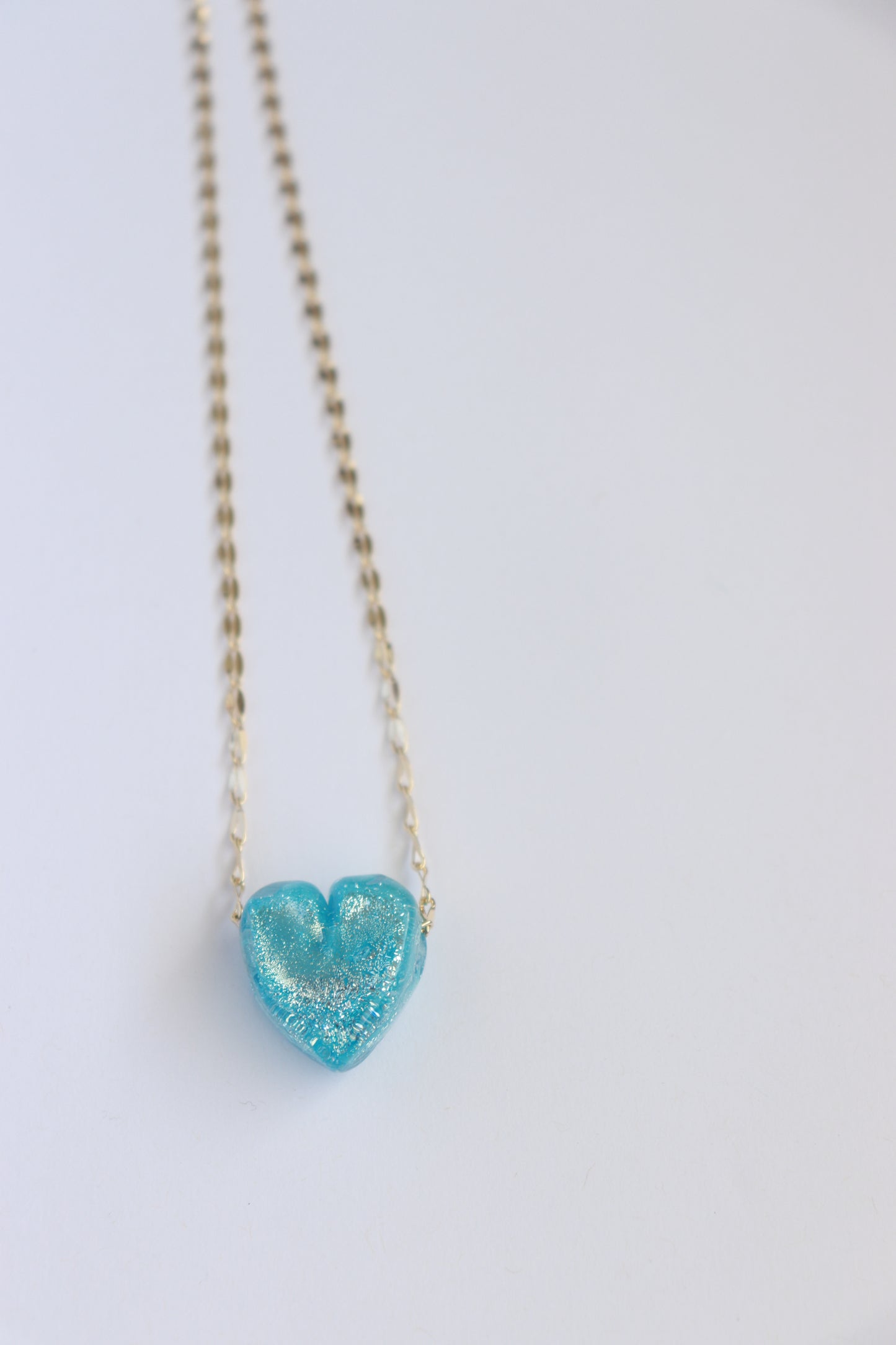 Aqua Glass Heart Necklace
