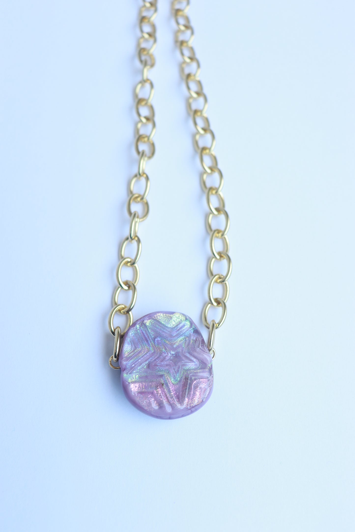 Purple Star Stamp Glass Necklace