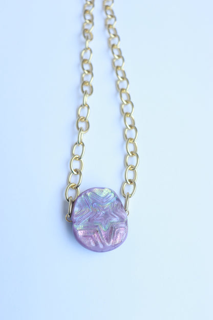 Purple Star Stamp Glass Necklace