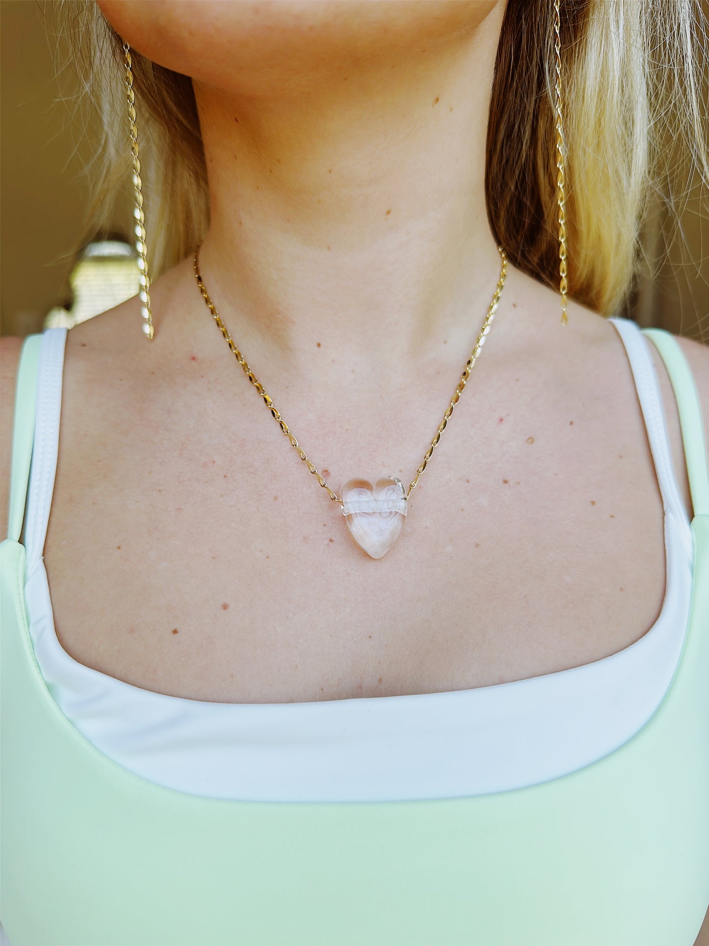 Clear Glass Heart Necklace