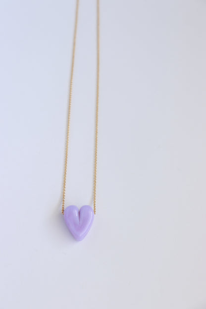 Lavender Glass Heart Necklace