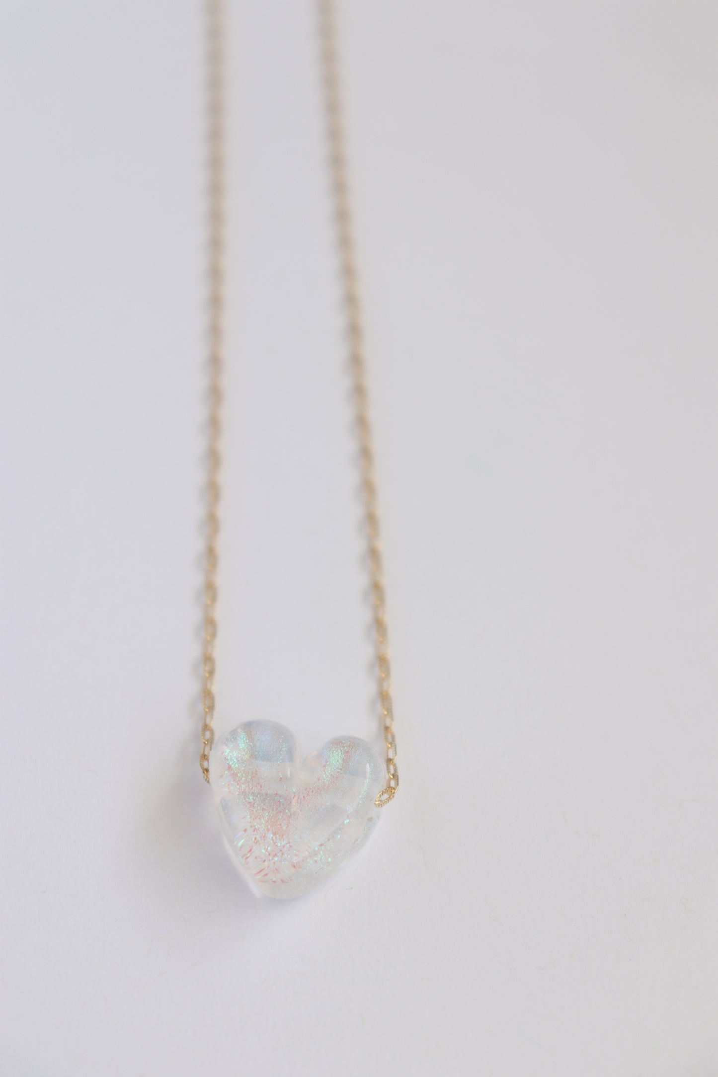 Mini Clear Glass Heart Necklace