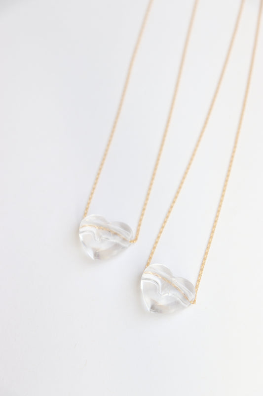Clear Resin Heart Necklace