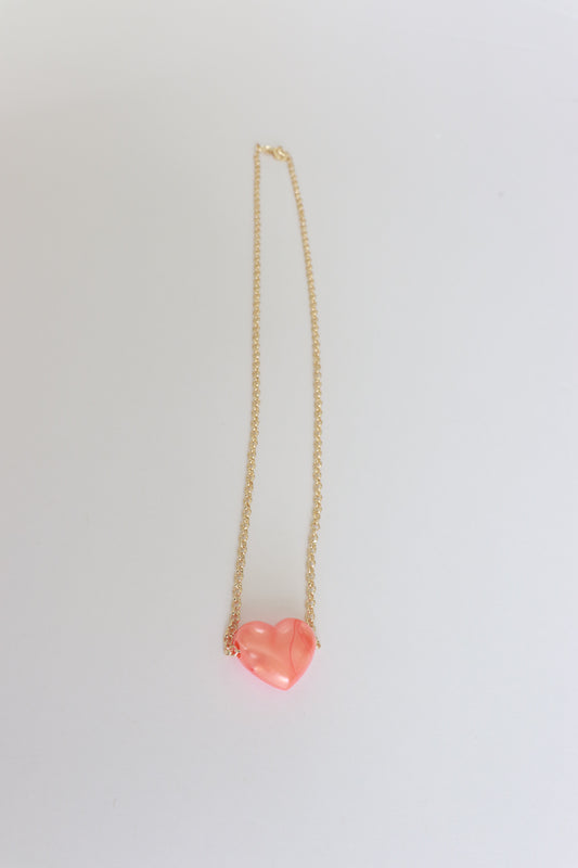 Orange Resin Heart Necklace