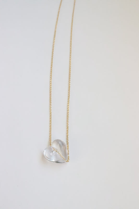 Clear Resin Heart Necklace