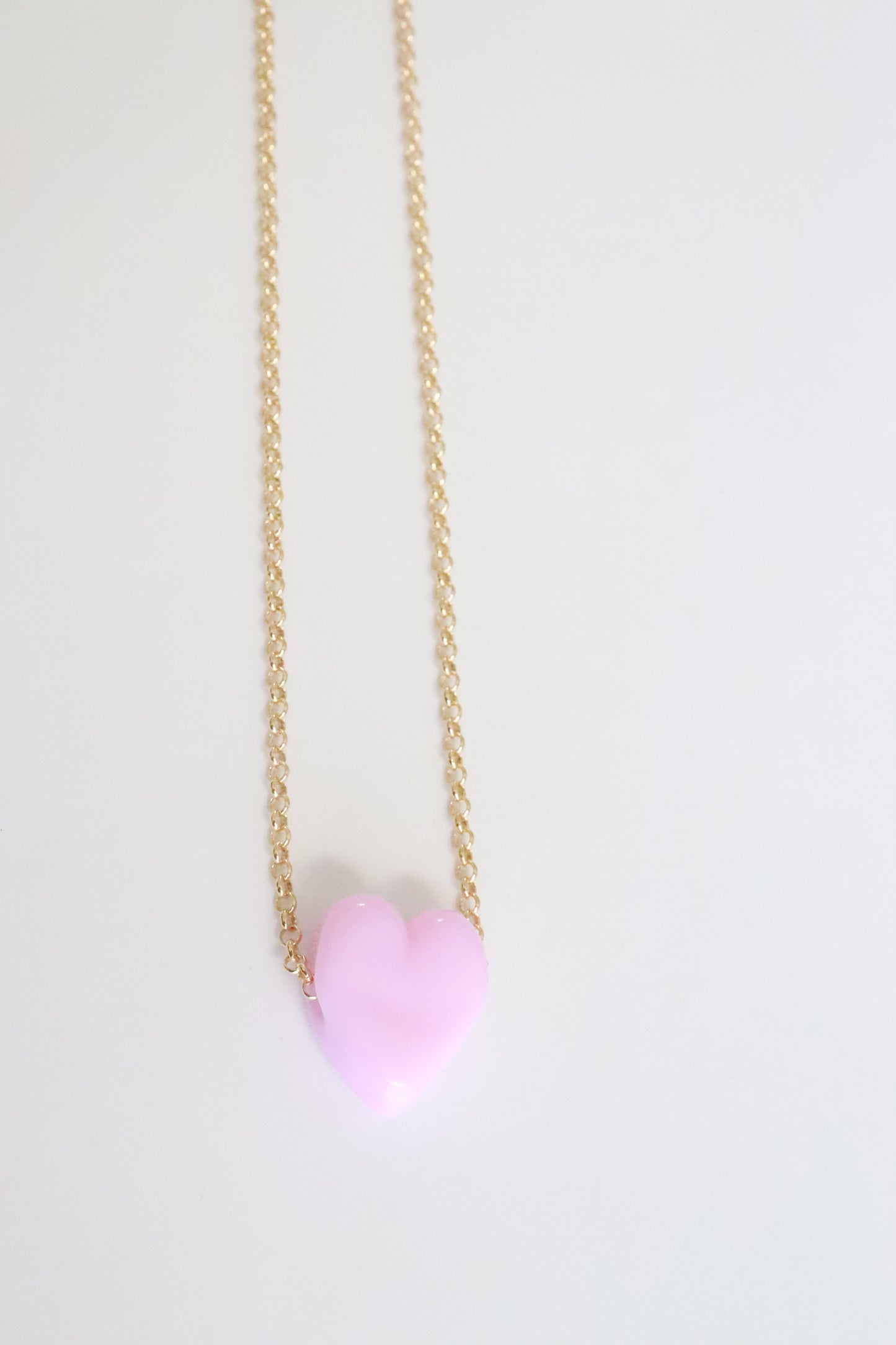 Pink Glass Heart Necklace