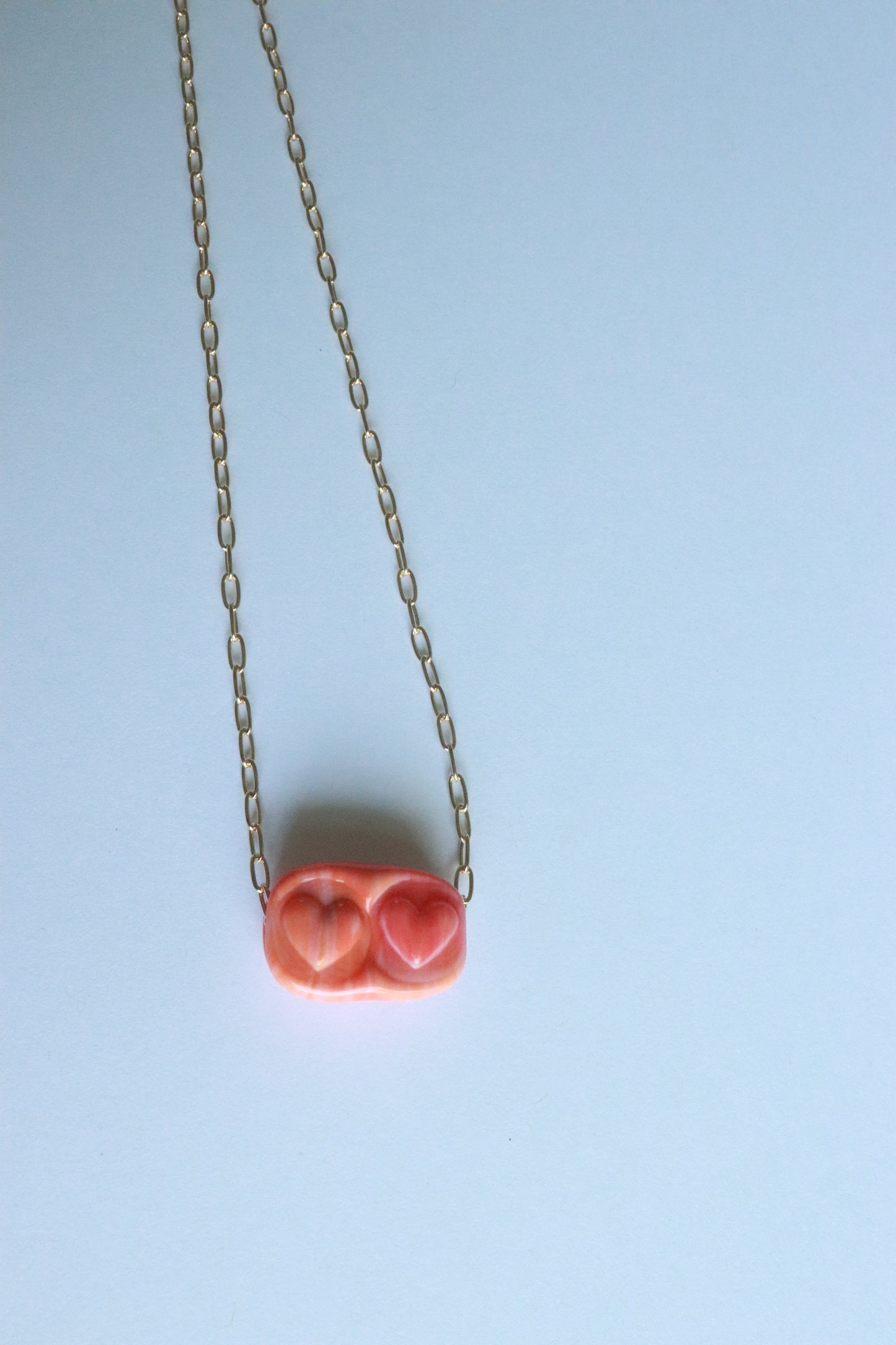 Orange Stamp Glass Necklace